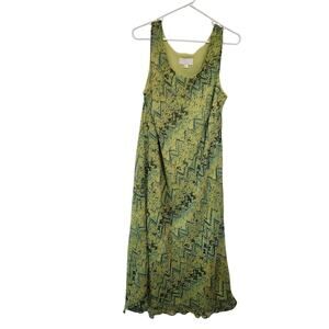 Vintage Studio C Green Abstract Sleeveless Scoop Neck A-Line Maxi Dress Size 16W